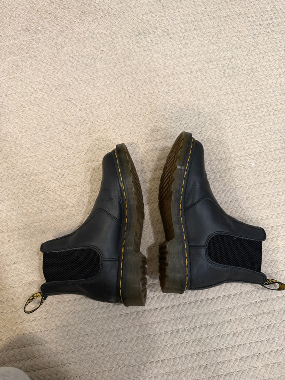 Doc Martin Black Chelsea Boots with Yellow Stitching